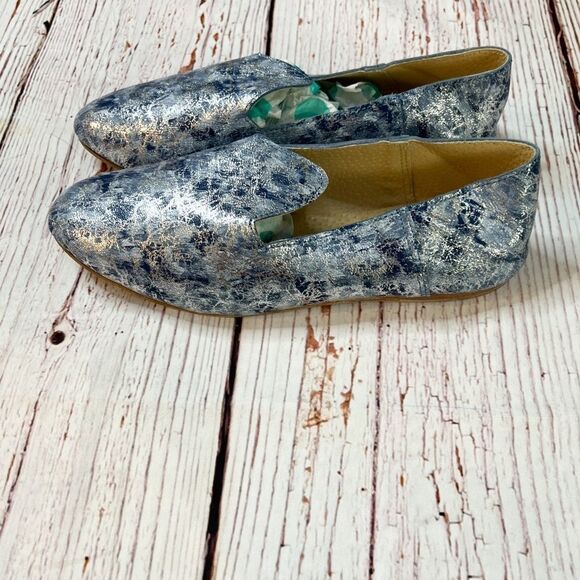 OSAY x  La Babouche Blue and Silver Tie Dye Slide Loafer Slip on Shoe - Picture 3 of 12